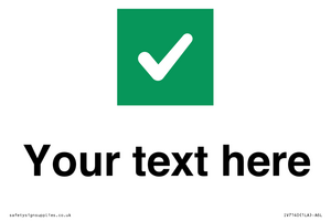 Custom plain background, green square with tick sign